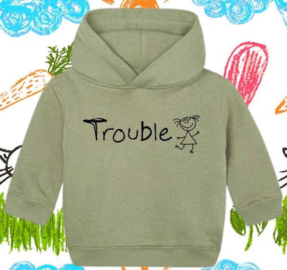 Baby Hoodie Trouble für Mädchen 6–24 Monate | Süßer Baby Kapuzenpullover | Geschenk zur Geburt & Taufe