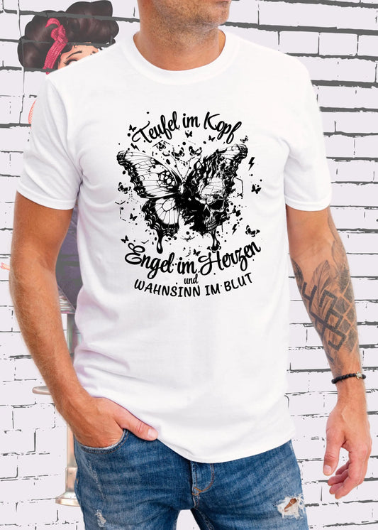 😈 T-Shirt Teufel im Kopf Engel im Herzen 😇 Witziges T-Shirt mit Spruch 😂 Geschenkidee Unisex 🎁