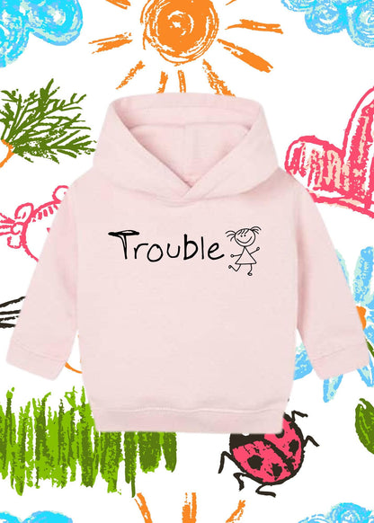Baby Hoodie Trouble für Mädchen 6–24 Monate | Süßer Baby Kapuzenpullover | Geschenk zur Geburt & Taufe