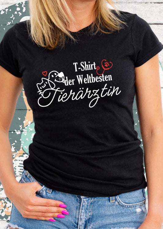 🩺 T-Shirt der Weltbesten Tierärztin - Damen Geschenkidee mit Spruch 👩‍⚕️