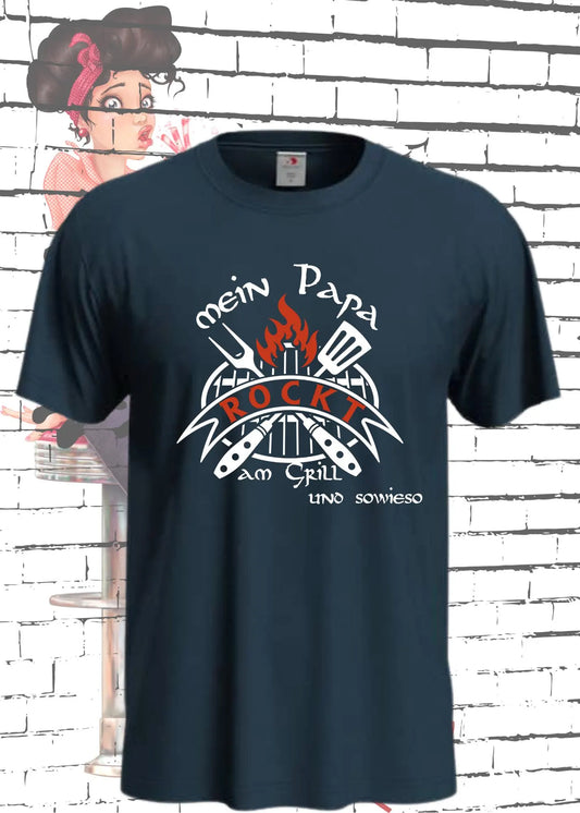 🔥🎸 Herren T-Shirt - Mein Papa rockt den Grill und sowieso! 👨‍🍳