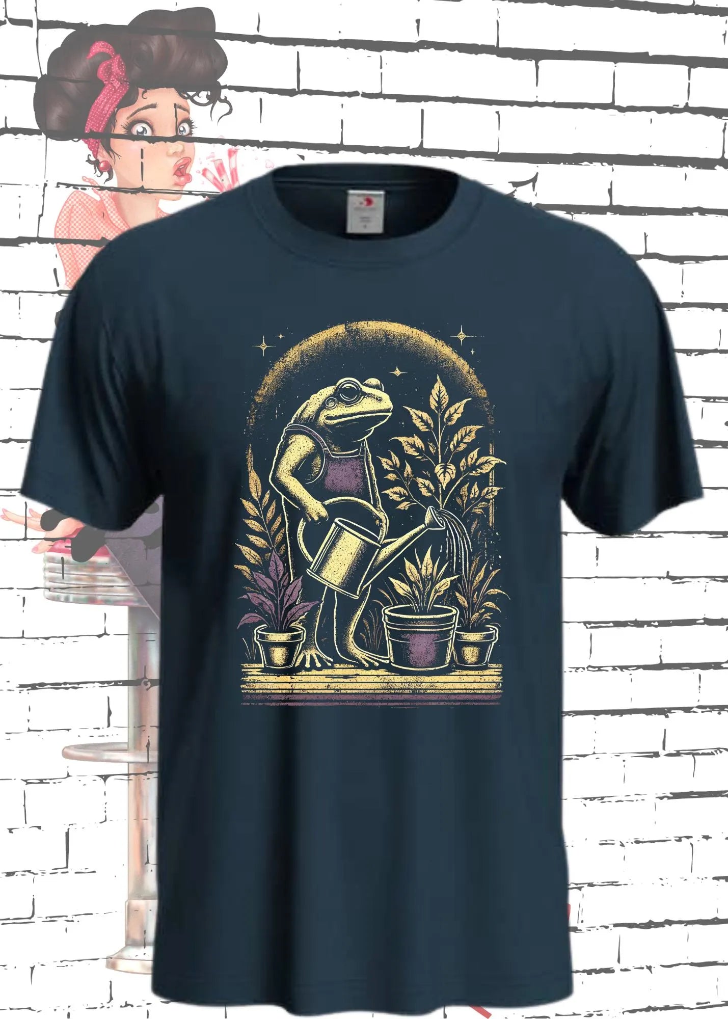 🐸 T-Shirt Growing good Vibes - Frosch gießt Blumen Geschenkidee Unisex 🌸✨