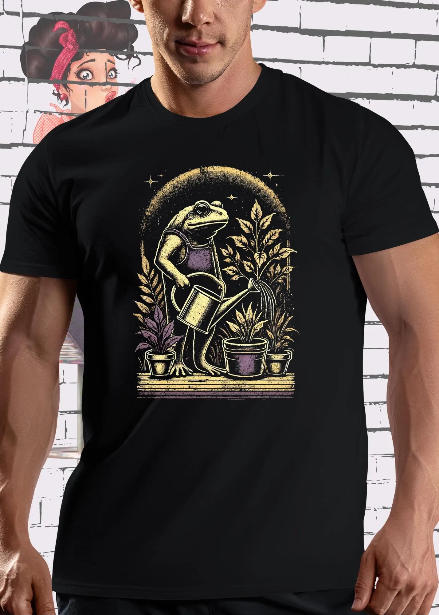 🐸 T-Shirt Growing good Vibes - Frosch gießt Blumen Geschenkidee Unisex 🌸✨