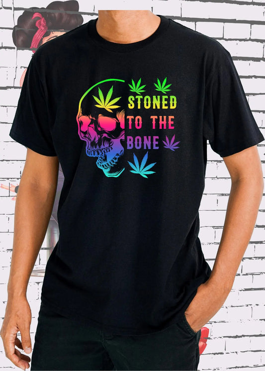 🎸💀 T-Shirt 'Stoned to the Bone...' 🔥 Geschenkidee Freizeit Unisex mit Spruch