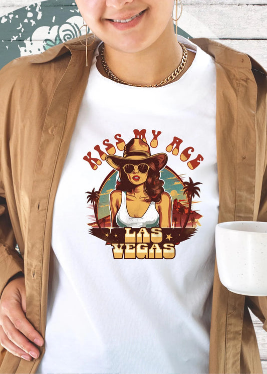🃏 Kiss my Ace - Las Vegas Damen T-Shirt mit Spruch ♠️