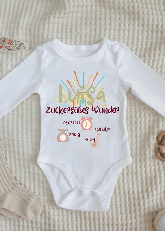 👶 Baby Body Zuckersüßes Wunder 💕 personalisierbar mit Geburtsdatum 📅 Größe 📏 und Gewicht ⚖️ Baby Body Geschenkidee 🎁 Newborn Baby Body ✨