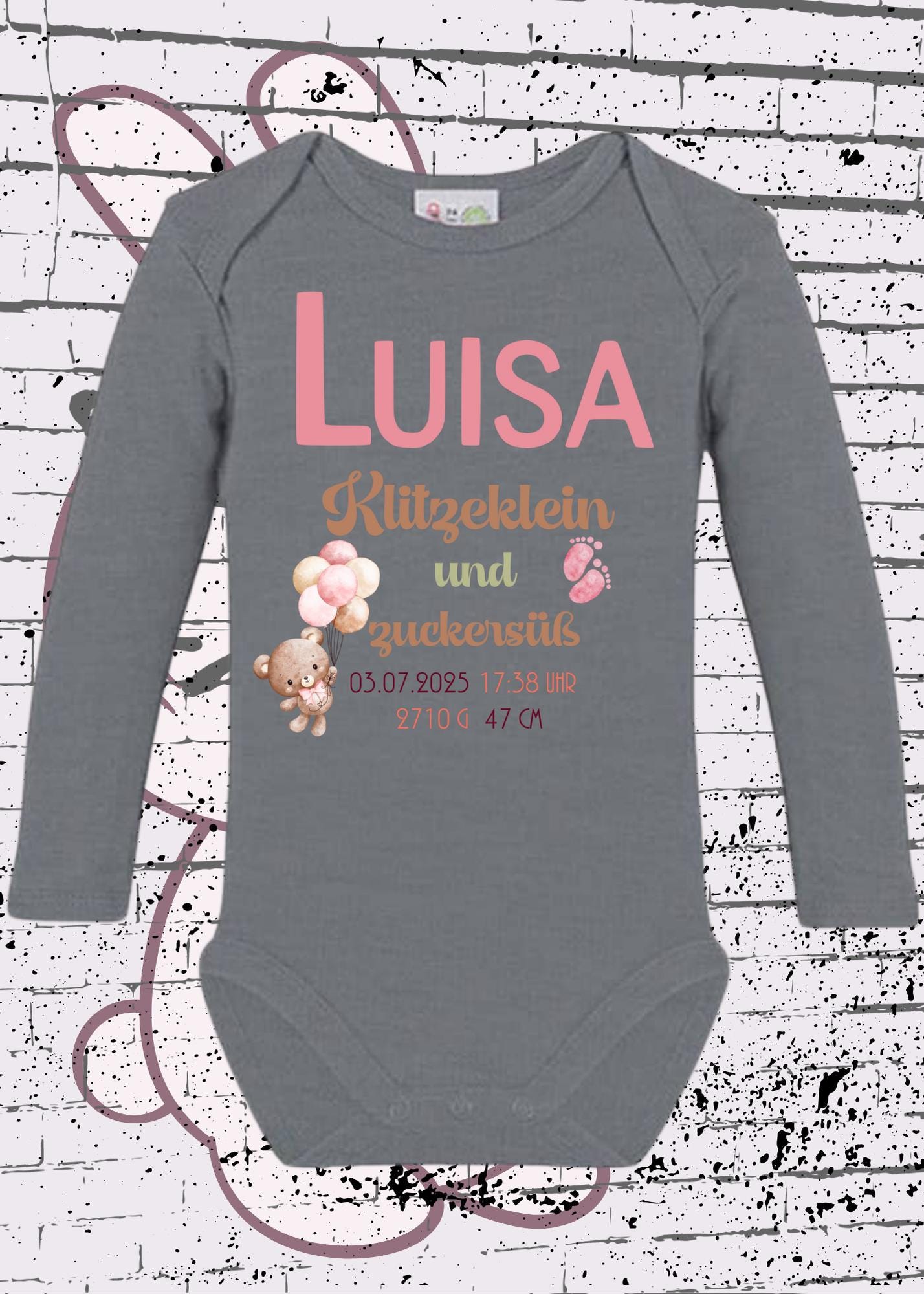 👶 Baby Body Klitzeklein und Zuckersüß 💕 Personalisierbar mit Namen, Geburtsdatum, Größe & Gewicht 🎁