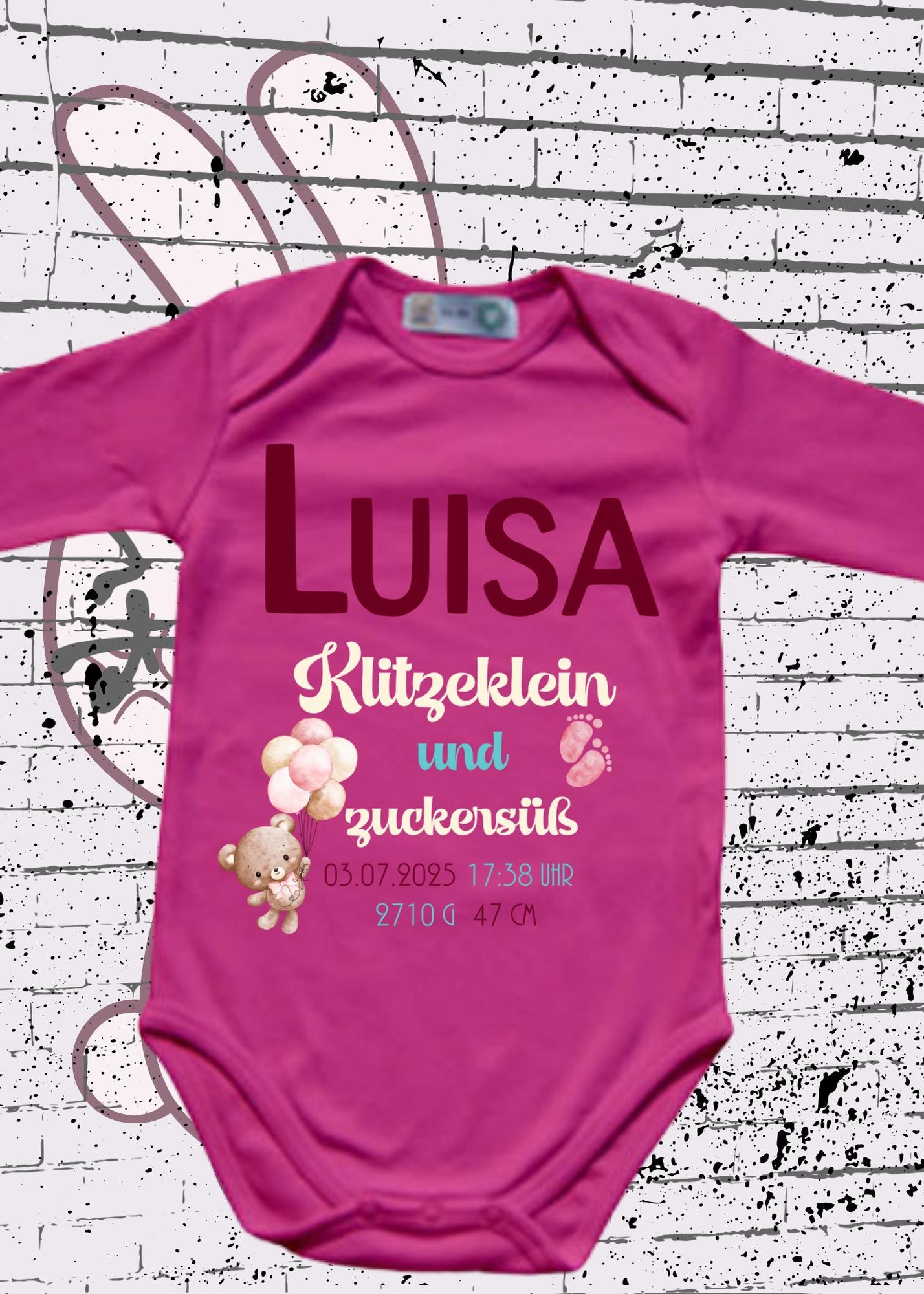 👶 Baby Body Klitzeklein und Zuckersüß 💕 Personalisierbar mit Namen, Geburtsdatum, Größe & Gewicht 🎁