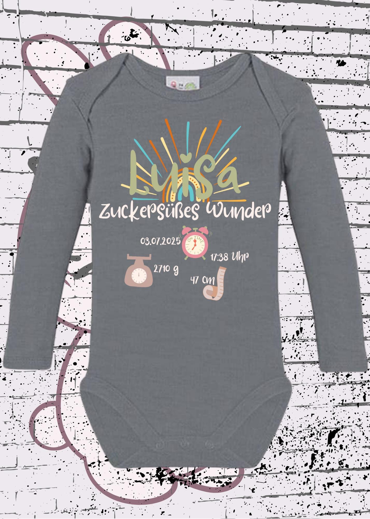 👶 Baby Body Zuckersüßes Wunder 💕 personalisierbar mit Geburtsdatum 📅 Größe 📏 und Gewicht ⚖️ Baby Body Geschenkidee 🎁 Newborn Baby Body ✨