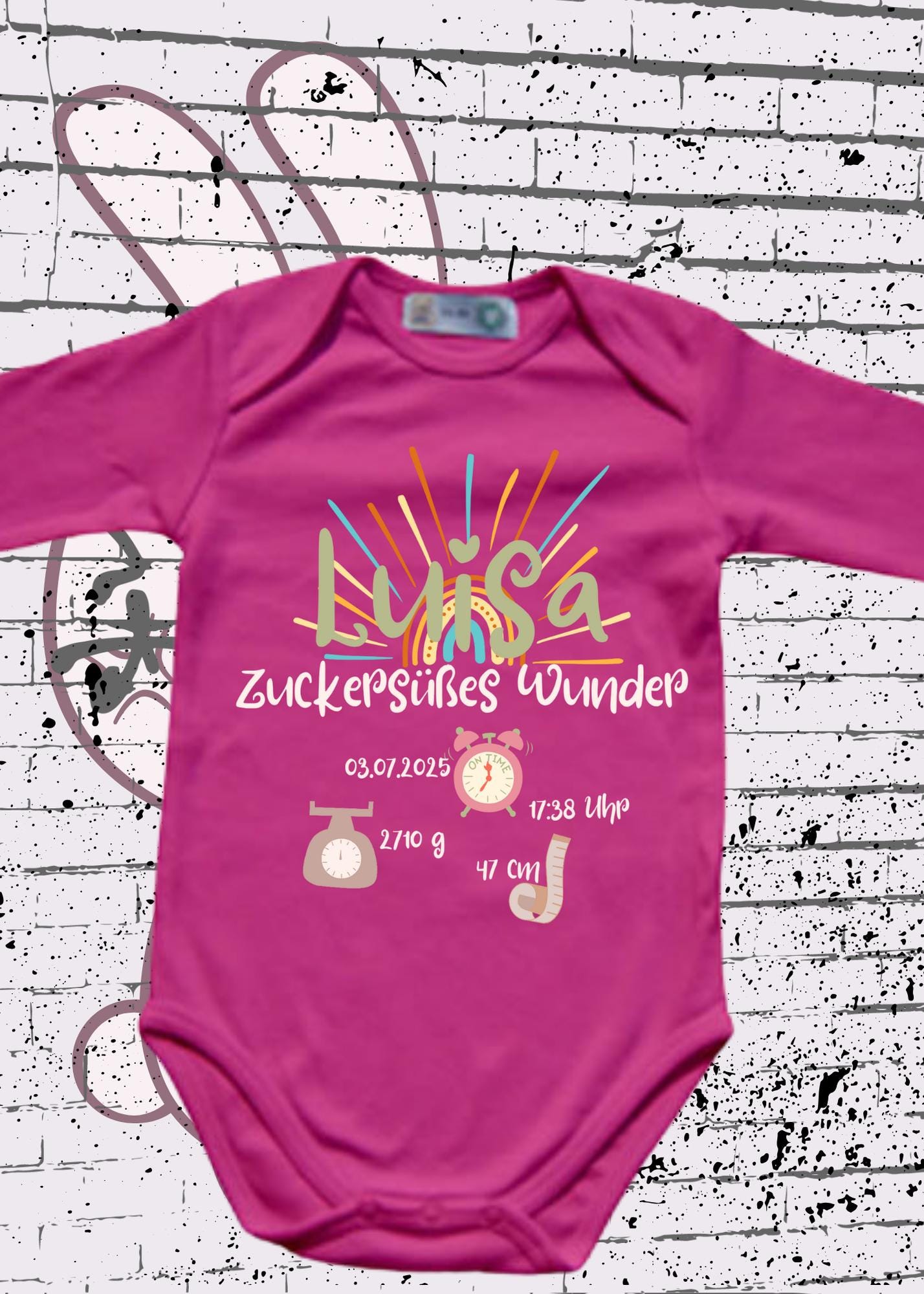 👶 Baby Body Zuckersüßes Wunder 💕 personalisierbar mit Geburtsdatum 📅 Größe 📏 und Gewicht ⚖️ Baby Body Geschenkidee 🎁 Newborn Baby Body ✨