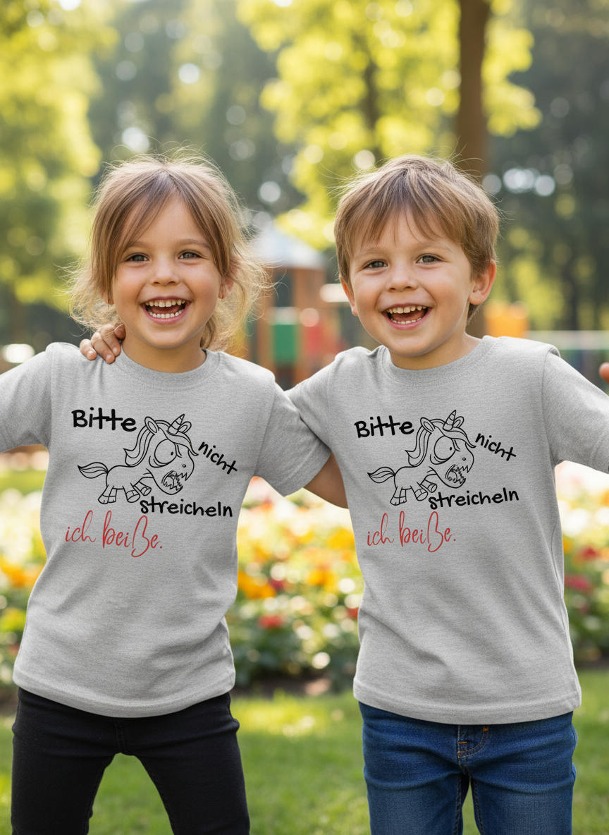 Junge und Mädchen tragen deine T-Shirts