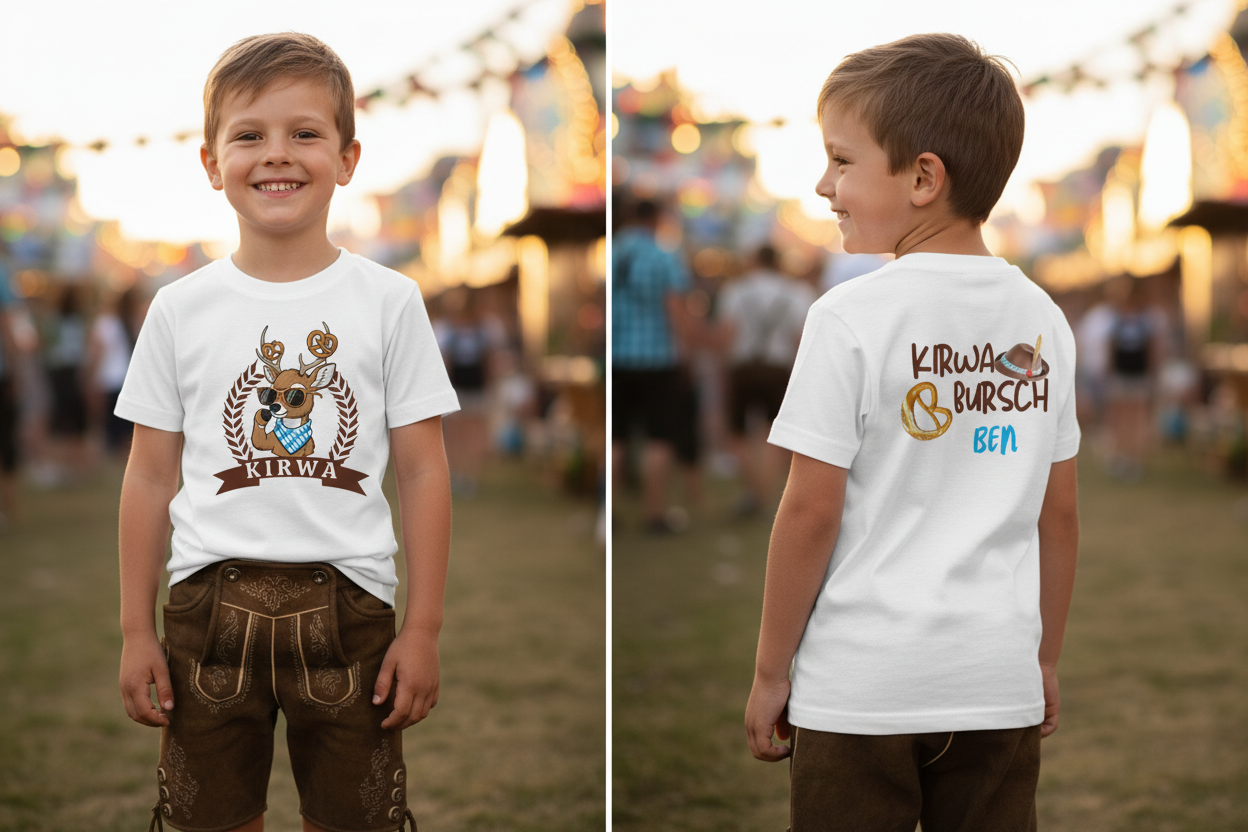 Kirwa Bursch mit Lederhose – Vorder- und Rückseite