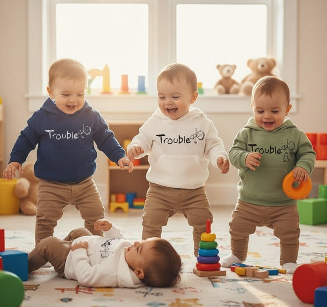 Kleinkinder Jungs mit Trouble Hoodies