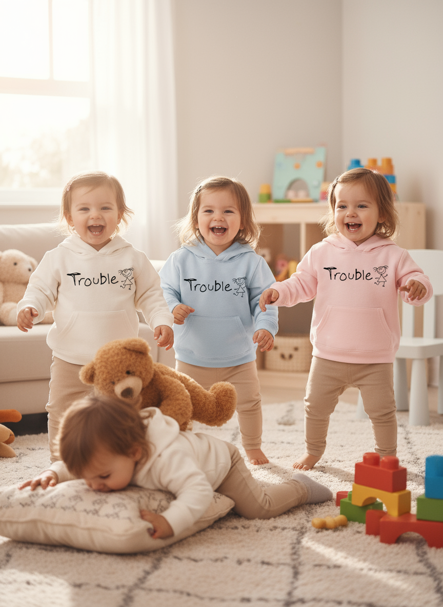 Kleinkinder Mädchen mit Trouble Hoodies
