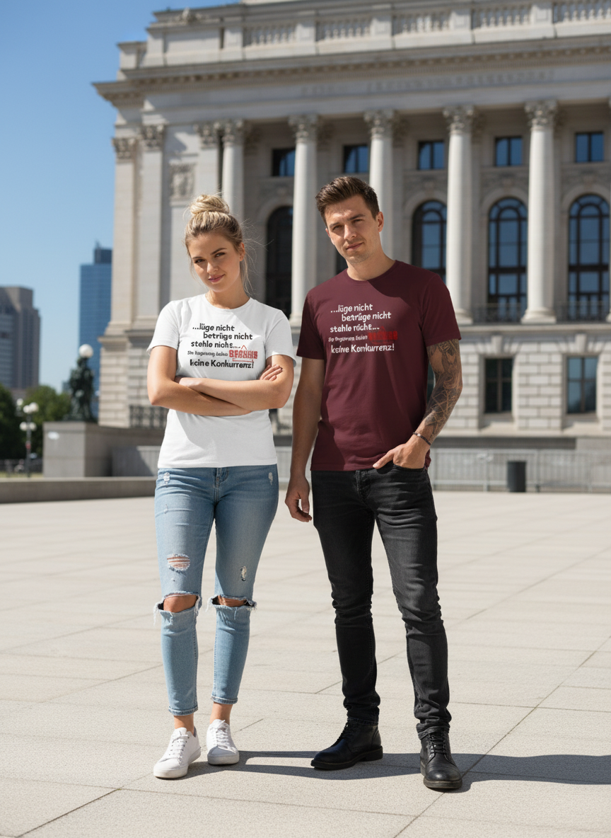 Lifestyle-Bild mit satirischen T-Shirts