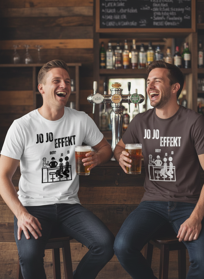 Männer lachen an rustikaler Bar
