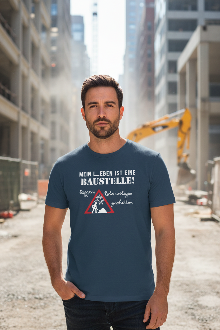 Mann mit Baustelle T-Shirt