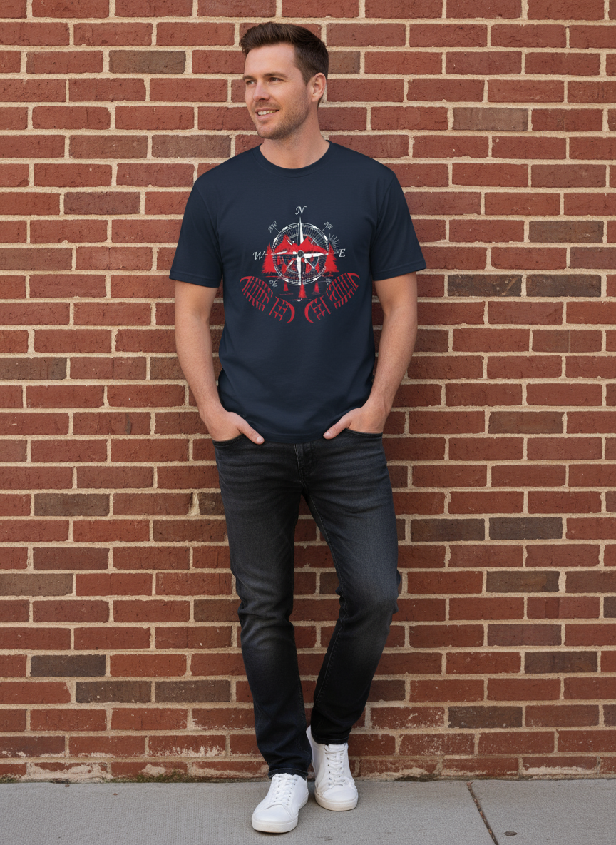 Unisex T-Shirt - Kompass, Berge und Wandern! Outdoor Adventure Shirt