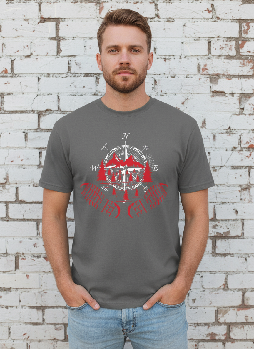 Unisex T-Shirt - Kompass, Berge und Wandern! Outdoor Adventure Shirt
