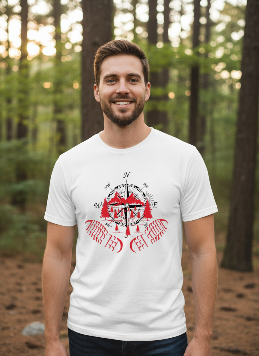 Unisex T-Shirt - Kompass, Berge und Wandern! Outdoor Adventure Shirt