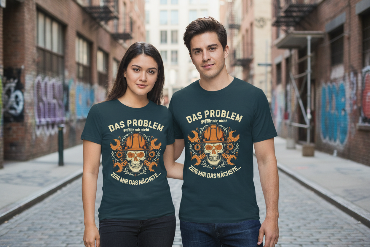 Mann und Frau in urbanem Stil mit T-Shirt