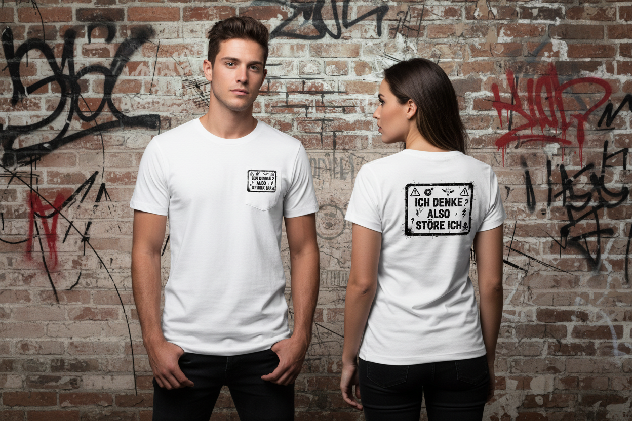 Mann und Frau in White T-Shirt Vorder- und Rückseite