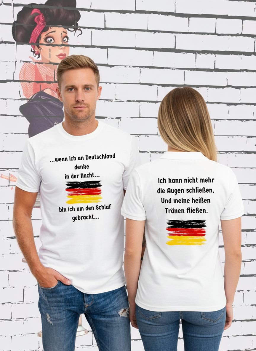 Mann und Frau mit Deutschland T-Shirt - Vorder- und Rückseite
