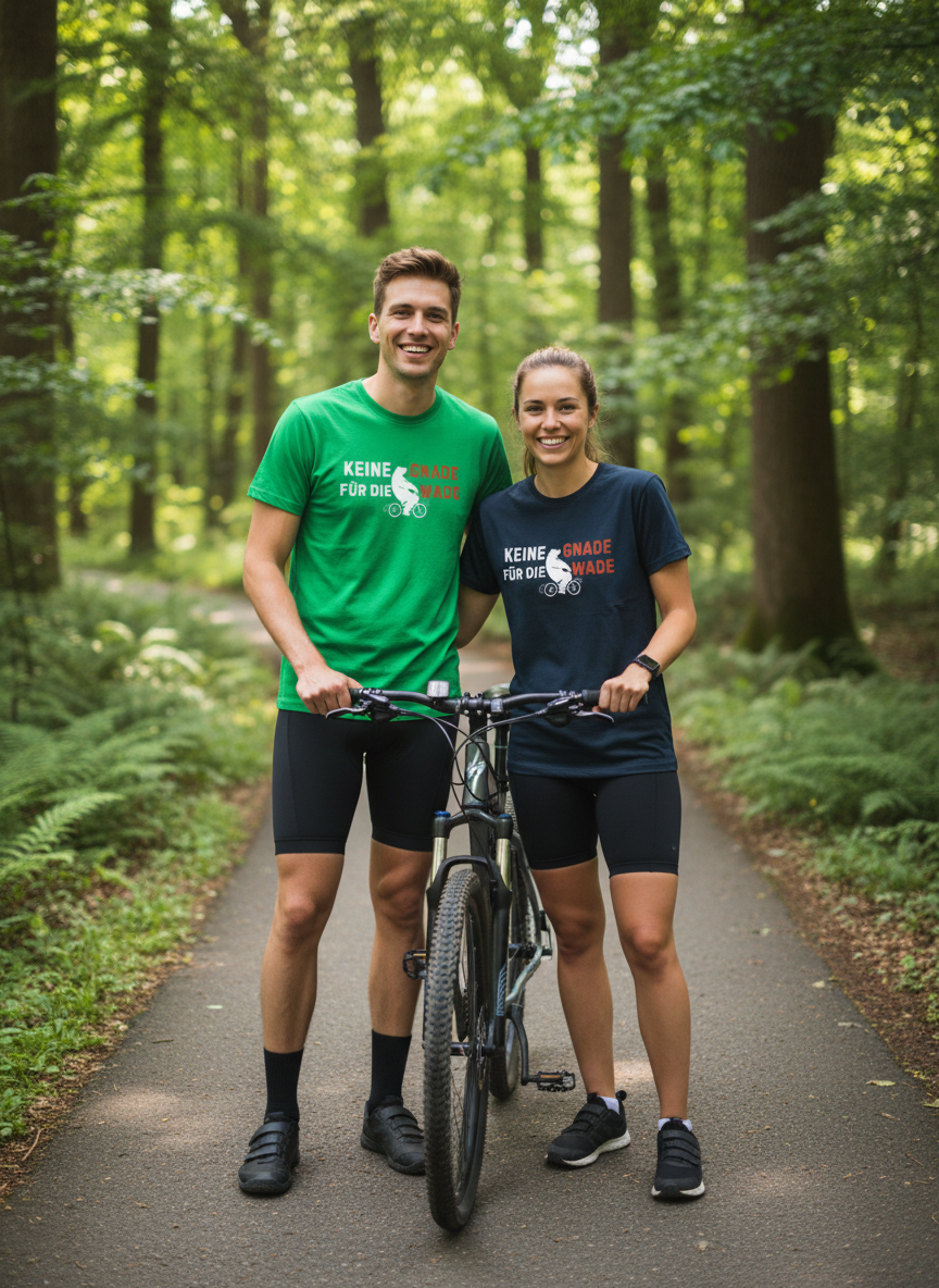 Mann und Frau mit Fahrrad-T-Shirts
