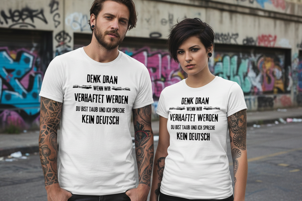 Mann und Frau mit Freundschafts T-Shirt - ohne Jacken