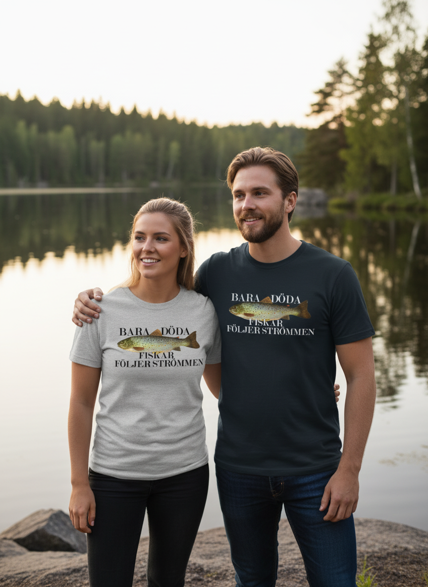 Mann und Frau mit korrektem schwedischem T-Shirt Design