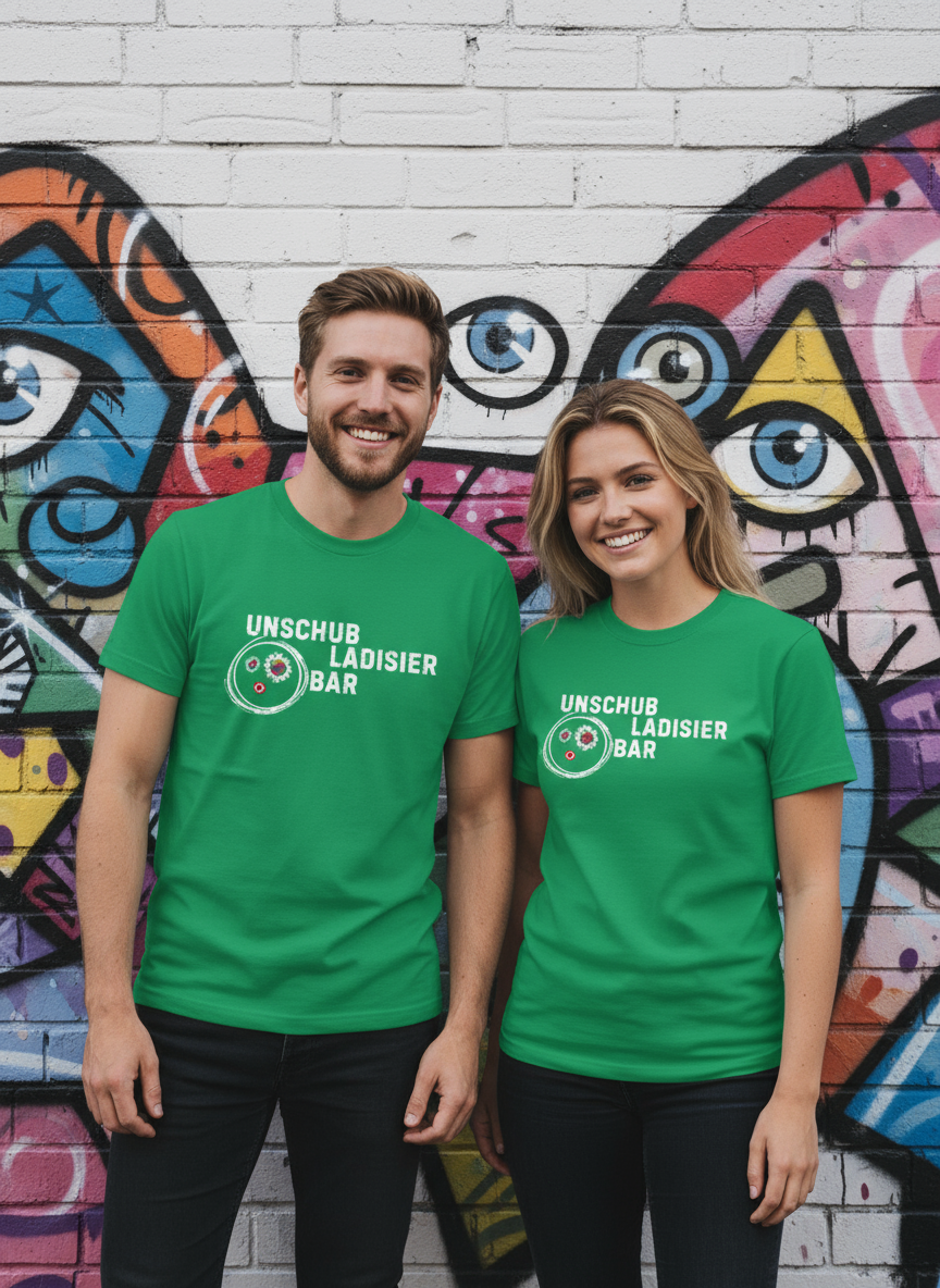 Mann und Frau mit Unschub Ladisier Bar T-Shirt