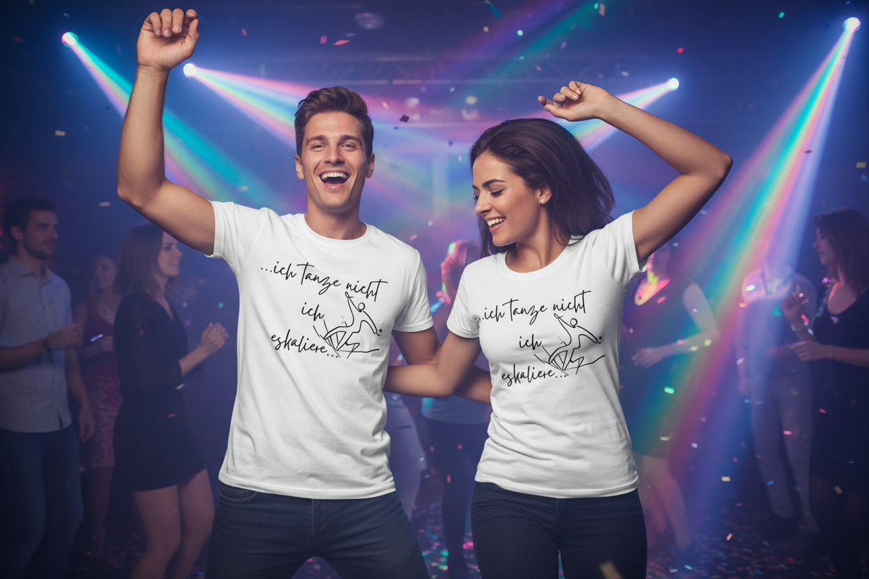 Mann und Frau tanzen mit T-Shirt