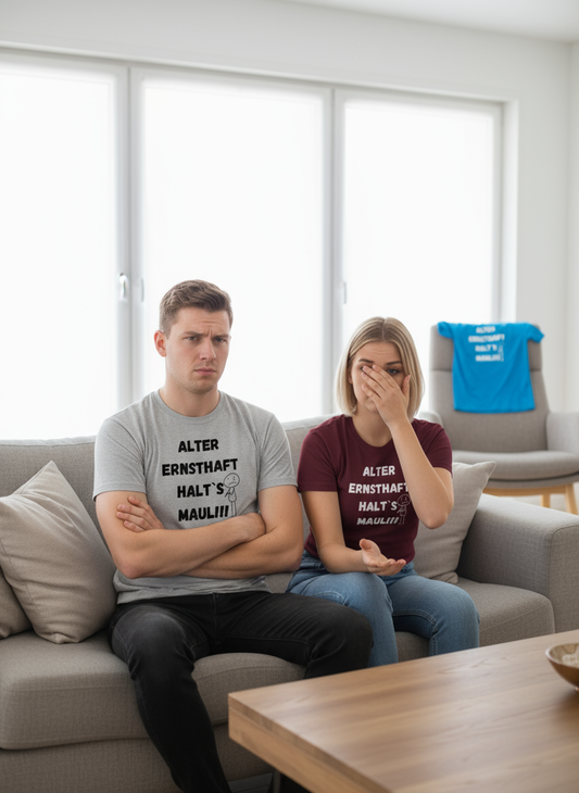 Mann und Frau tragen Alter Ernsthaft Halt's Maul T-Shirt