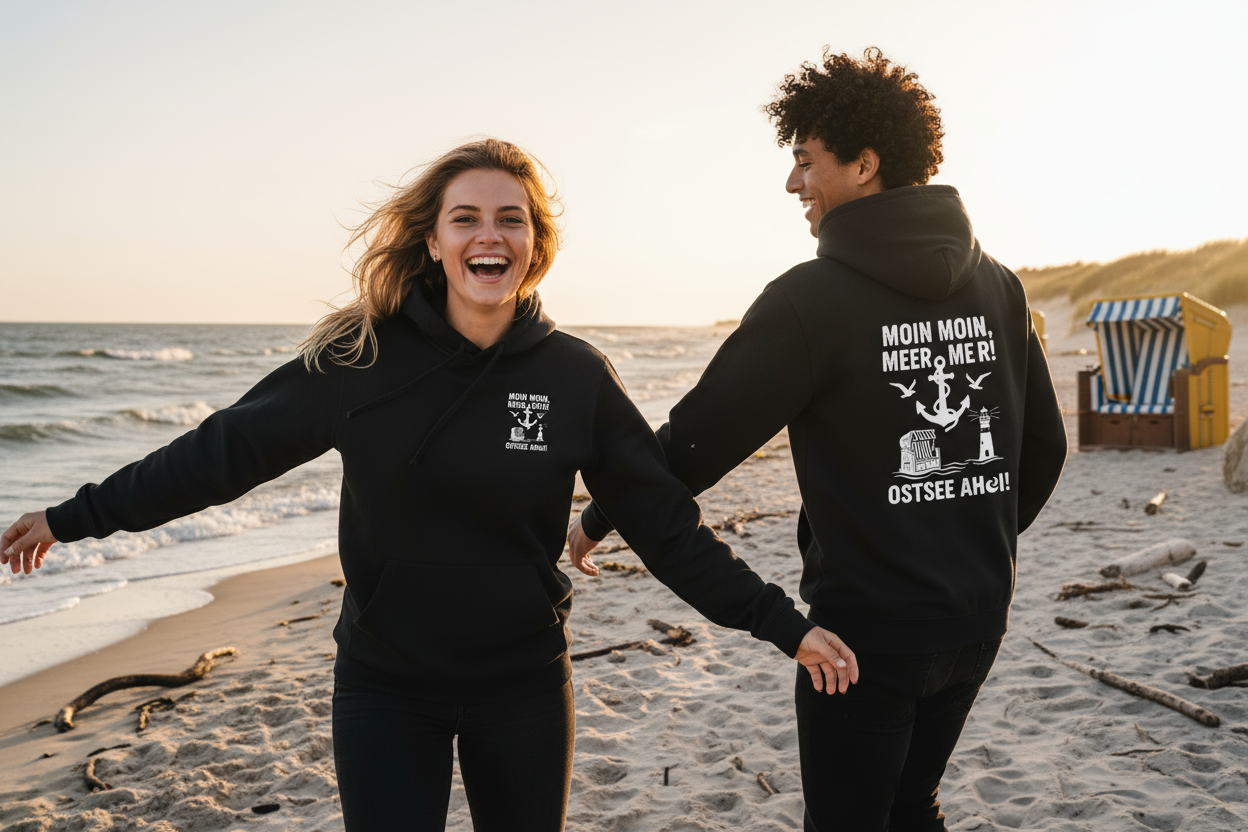 Moin Moin Hoodie Vorder- und Rückseite lustig