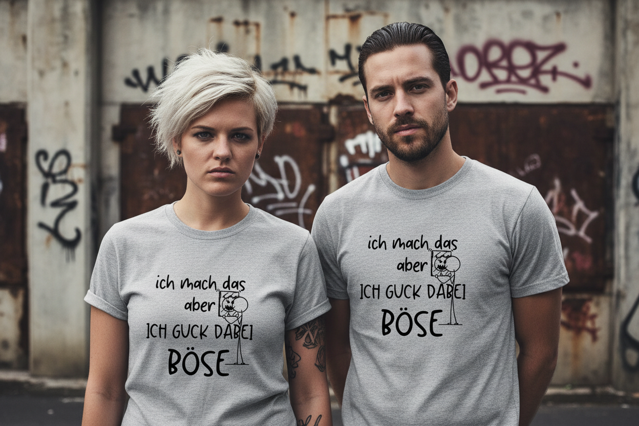 Nahaufnahme T-Shirt böse-Spruch ohne Jacke