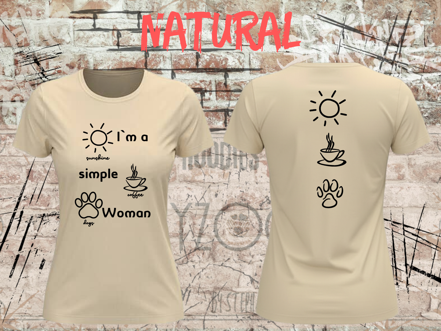 T-Shirt I'm a simple Woman Sunshine Coffee and Dogs Lustige Sprüche Geschenkidee Freizeit viele Farben