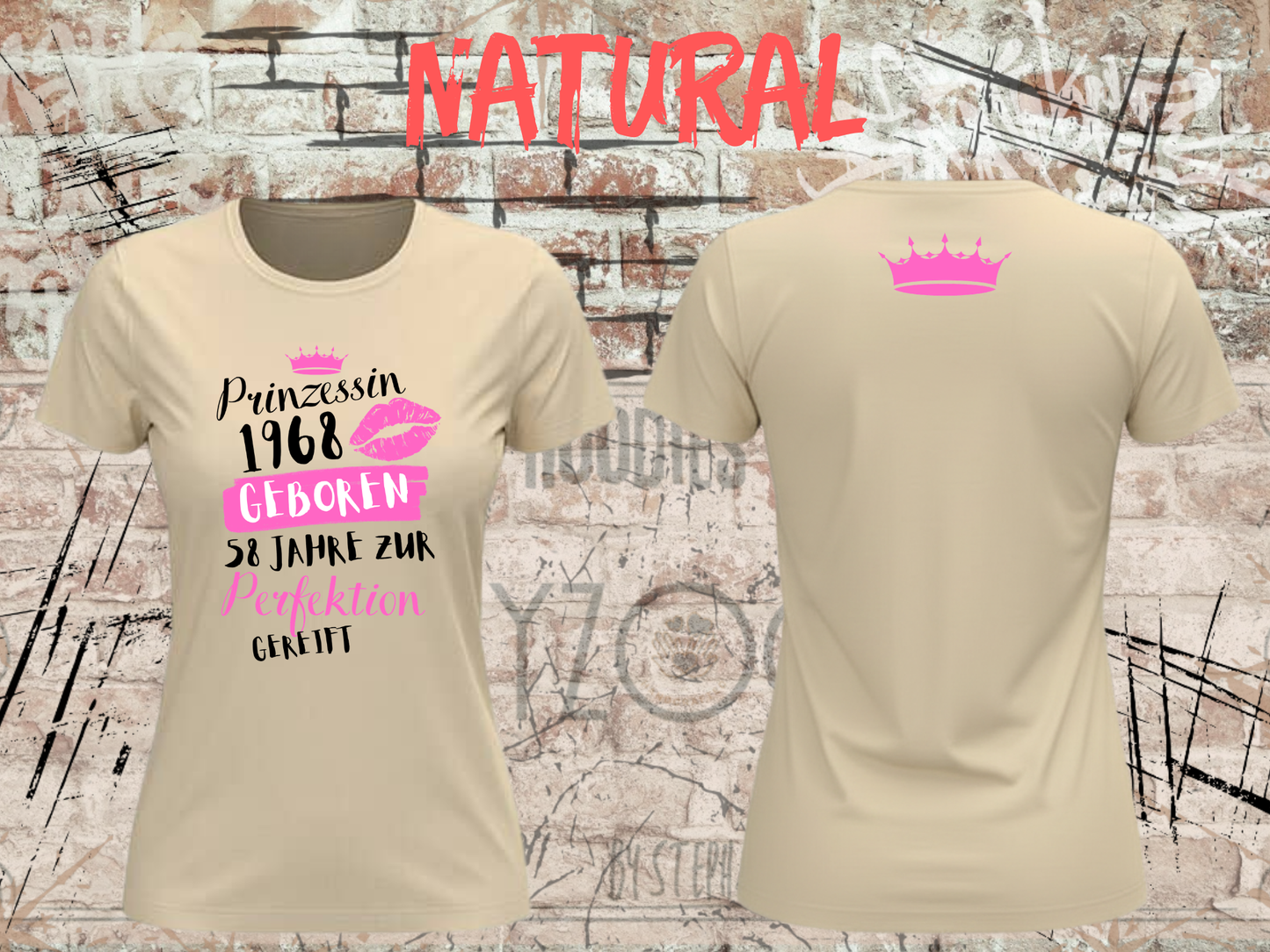 T-Shirt Prinzessin 1968 - 58 Jahre zur Perfektion gereift - Personalisierbar mit Geburtsjahr & Alter