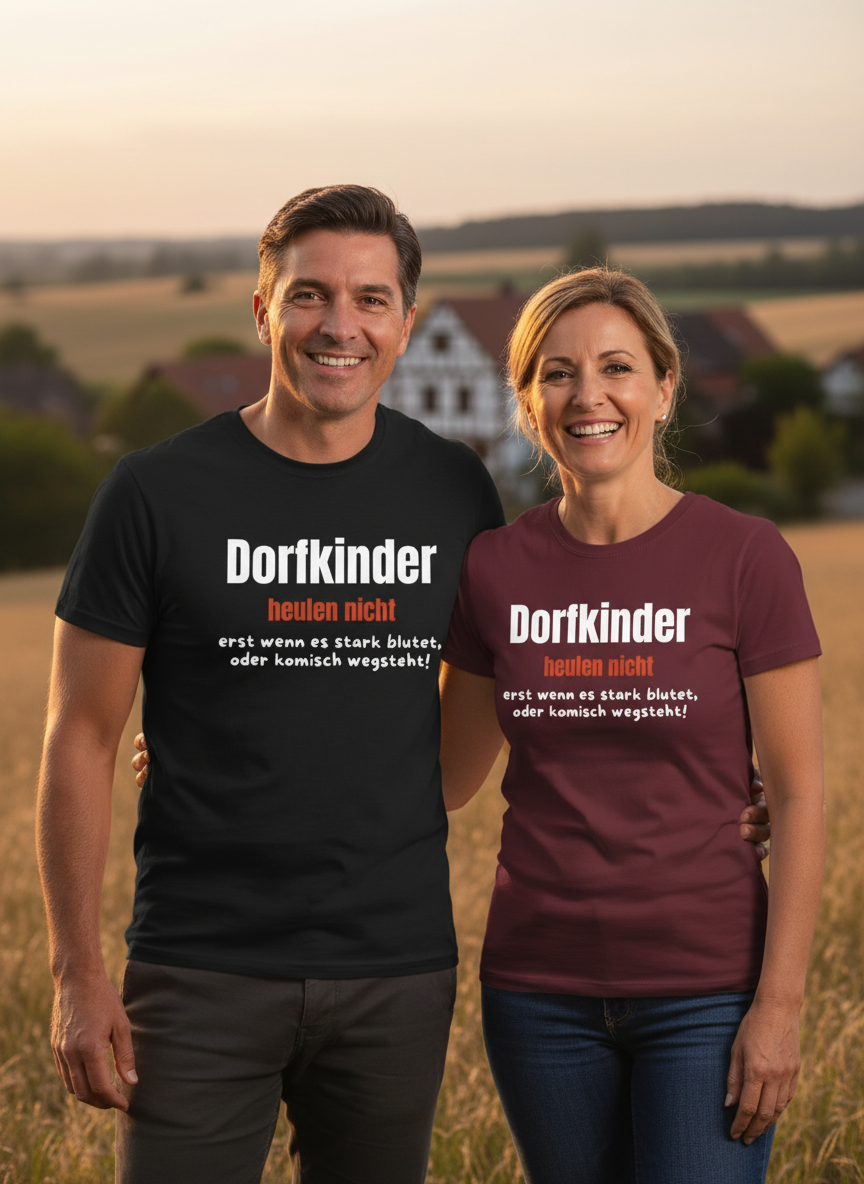 Paar mit Dorfkinder T-Shirts