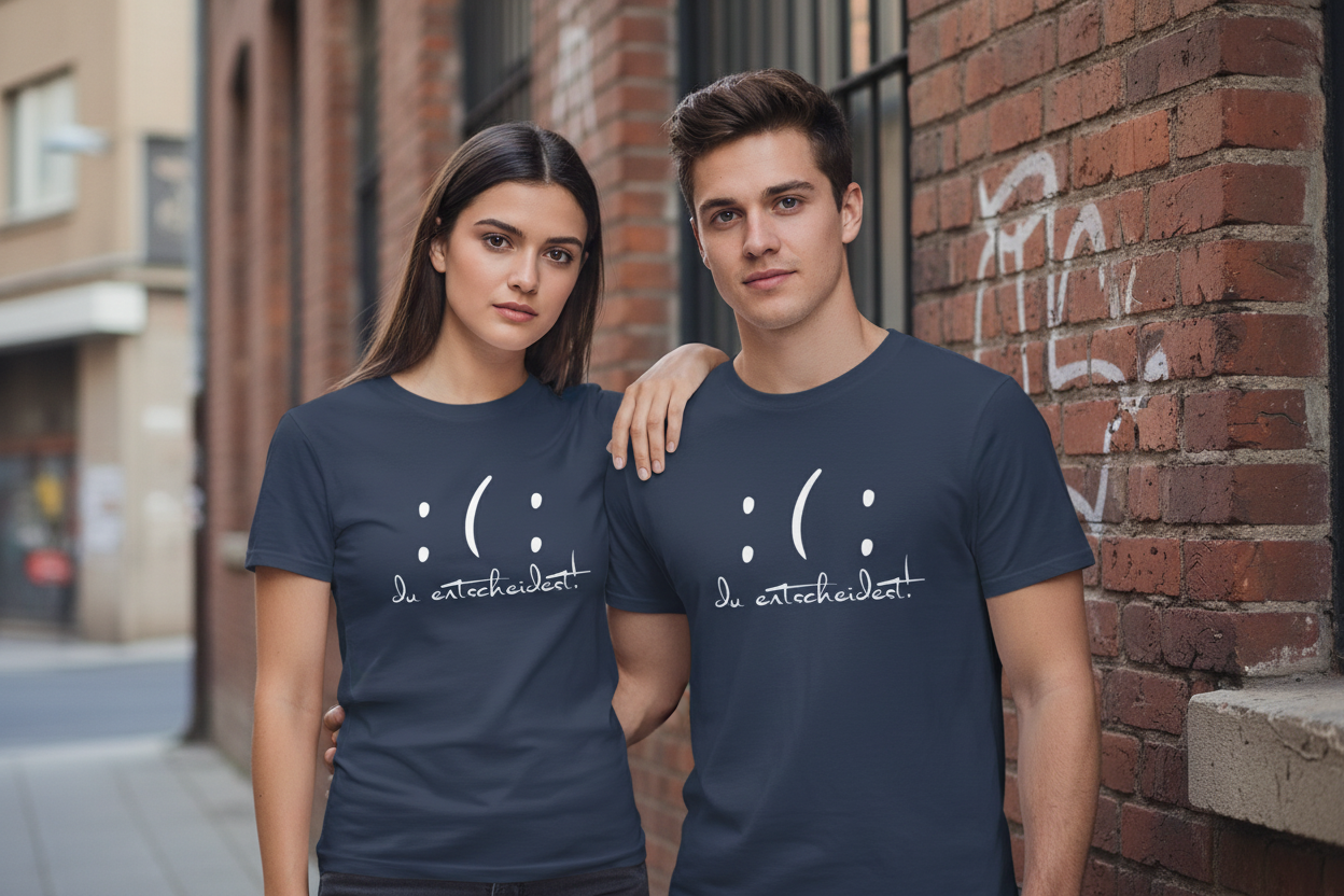 Paar mit "du entscheidest" T-Shirt