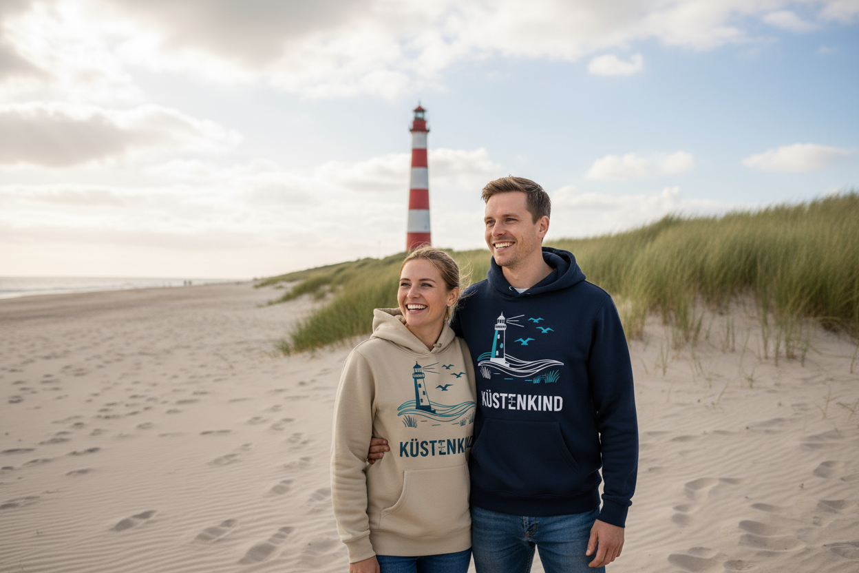Paar mit K眉stenkind Hoodies
