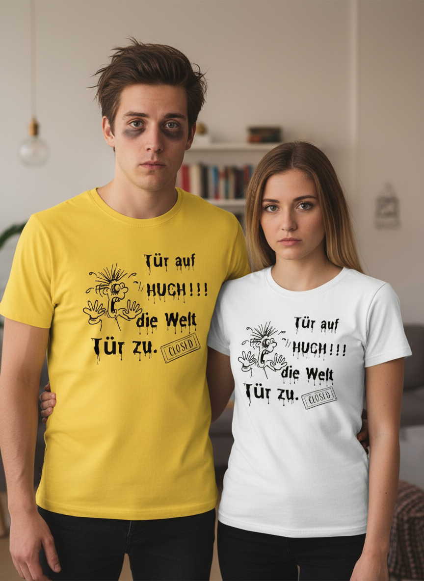 Paar - Nahaufnahme der T-Shirt-Motive