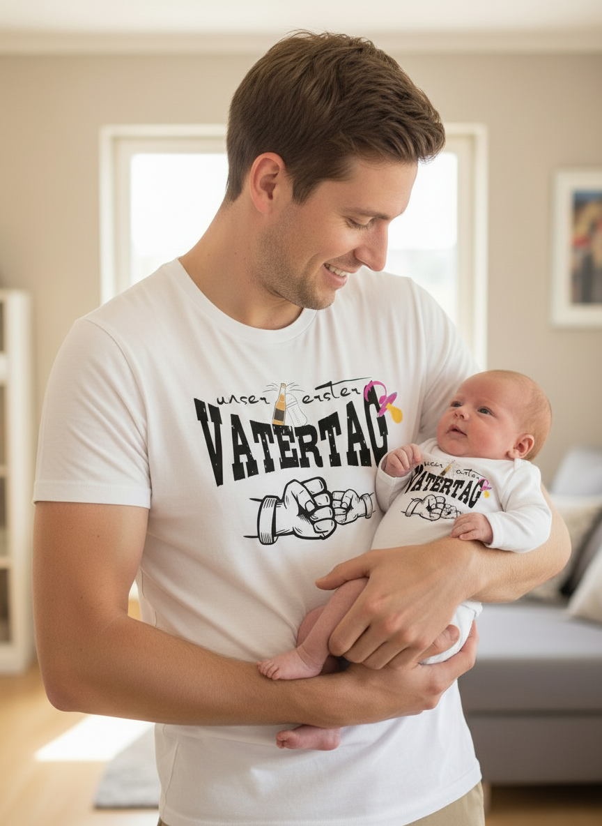 Papa mit Baby im Langarm-Body - Vatertag