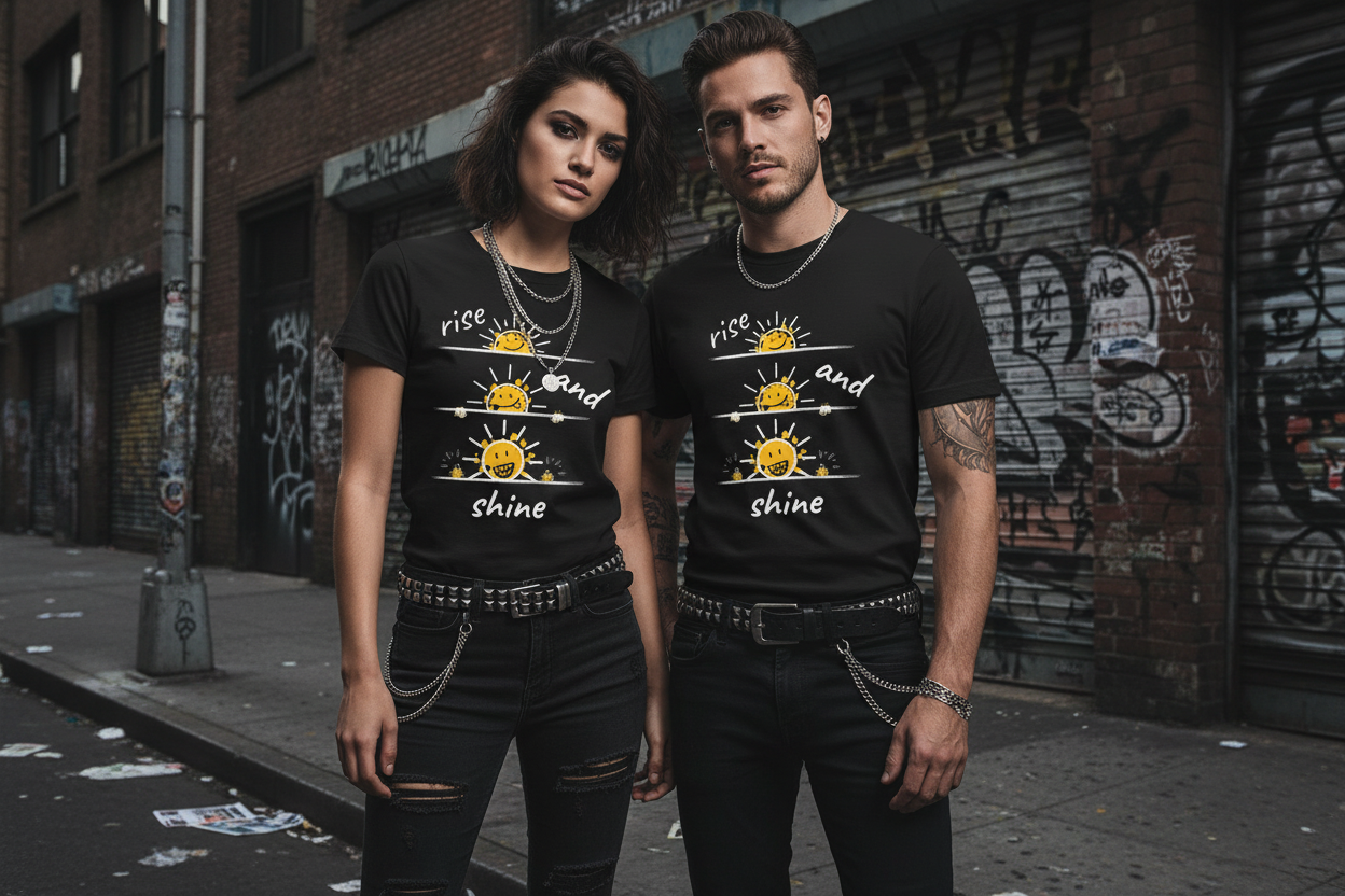 Rise and Shine T-Shirt | Lustiges Smiley Shirt | Motivation & Humor | Unisex