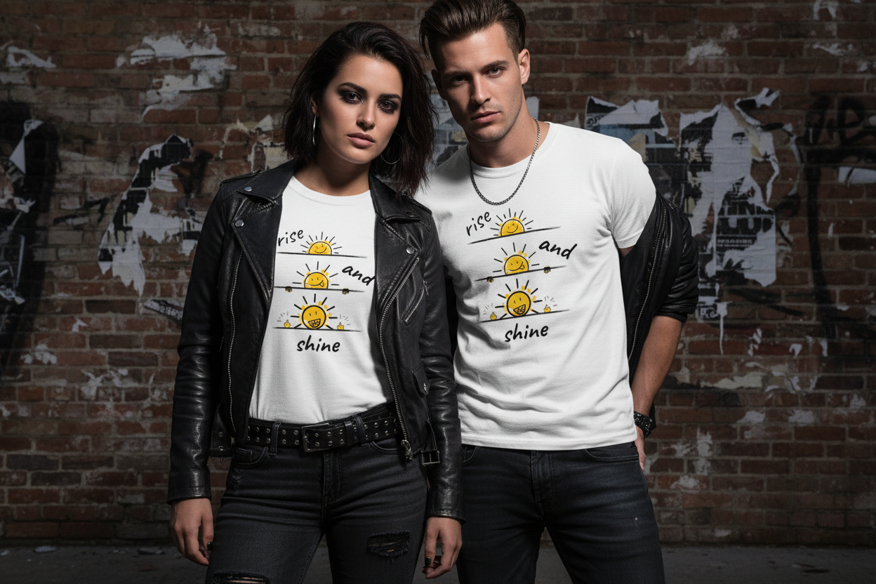 Rise and Shine T-Shirt | Lustiges Smiley Shirt | Motivation & Humor | Unisex