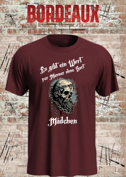 Herren-T-Shirt „Es gibt einen Namen für Männer ohne Bart“ in Bordeaux.