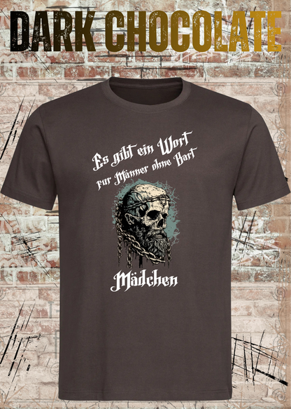 Herren-T-Shirt „Es gibt einen Namen für Männer ohne Bart“ in Dark Chocolate.
