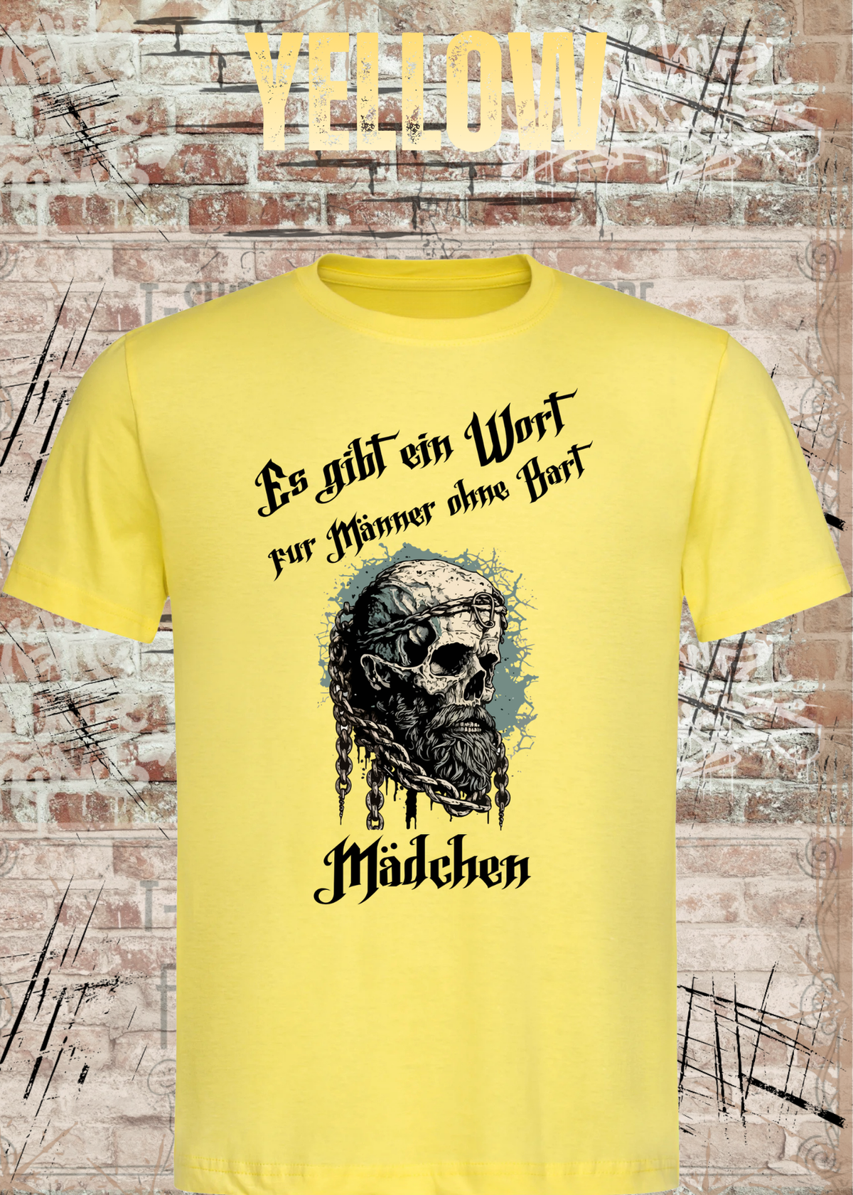 Herren-T-Shirt „Es gibt einen Namen für Männer ohne Bart“ in Yellow.