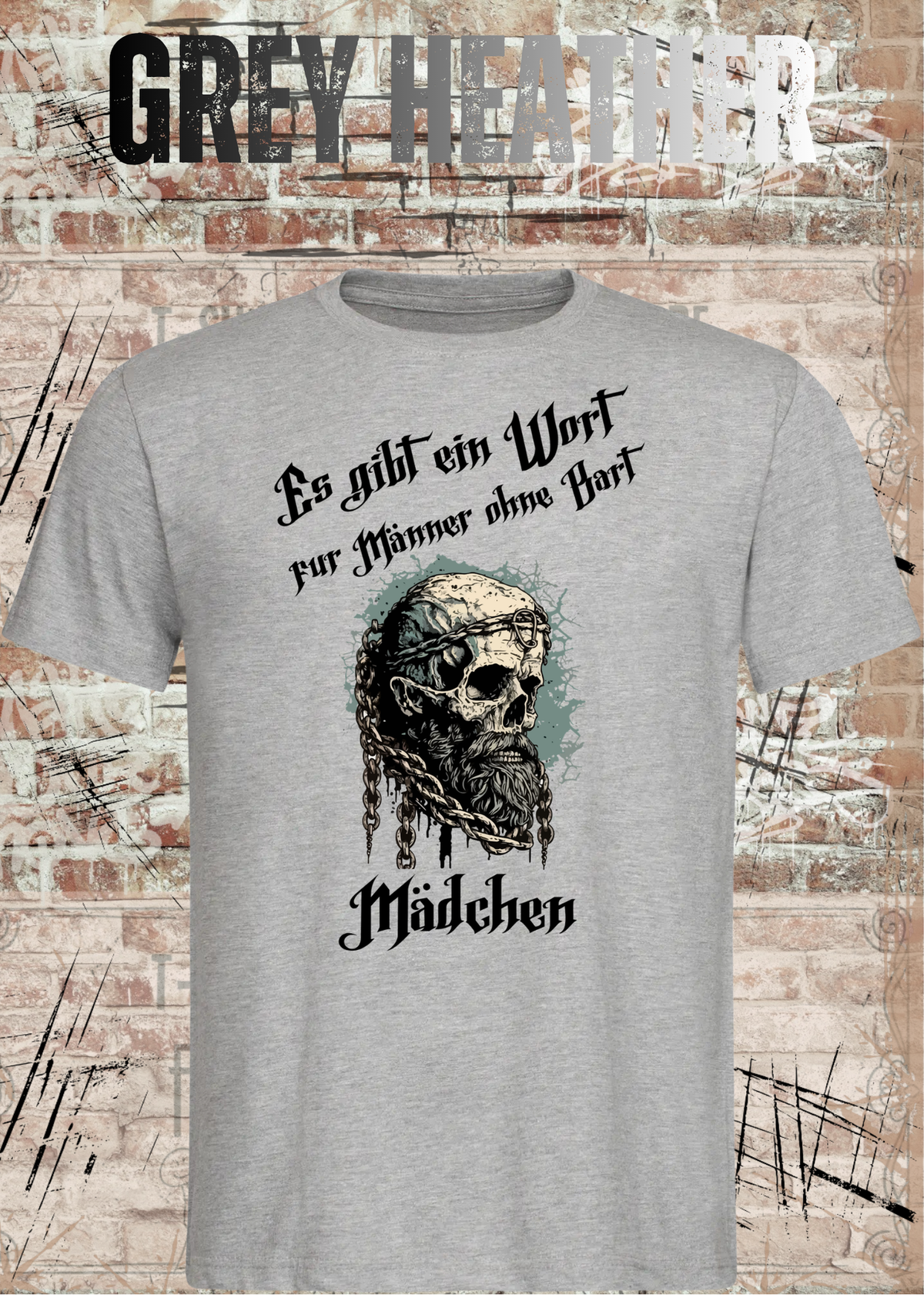 Herren-T-Shirt „Es gibt einen Namen für Männer ohne Bart“ in Grey Heather.