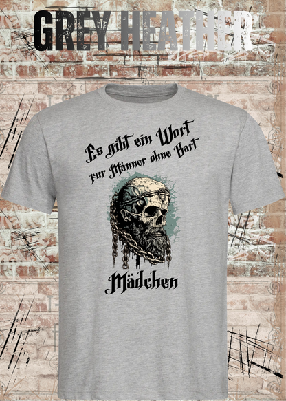 Herren-T-Shirt „Es gibt einen Namen für Männer ohne Bart“ in Grey Heather.