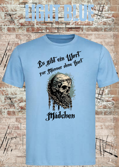 Herren-T-Shirt „Es gibt einen Namen für Männer ohne Bart“ in Light Blue.